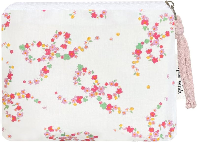 Modacarry Store Cotton Floral Small Organizer Bag Coin Pouch with Cute Prints Zipper for Women Girls (COLOR BOW) - Image 1